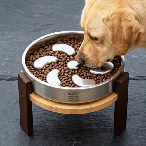 Feedoo Pet Feeder in 7'' Height Stand, 7" Height 3Cups Slow Feeder