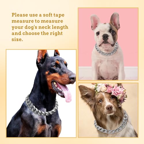 BAOBOTE Animal Collar in 12"(for 10"-11" Neck), Silver