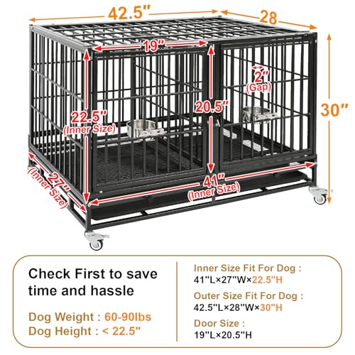 Homey Pet Animal Cage in 43.0"L x 28.0"W x 29.0"H, Black
