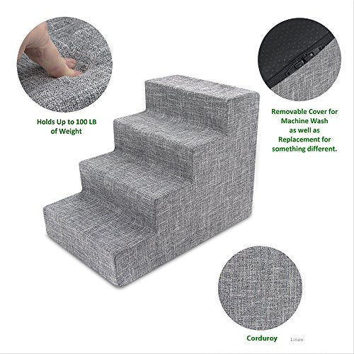 Best Pet Supplies Animal Stair in H: 18 Inches, Ash Gray Linen