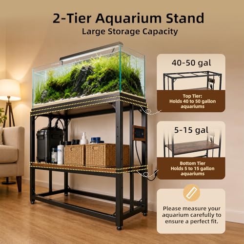 MEWSDEN Item Stand in (40 Gallon)36.5"x18.5", Rustic Brown-with Power Outlets