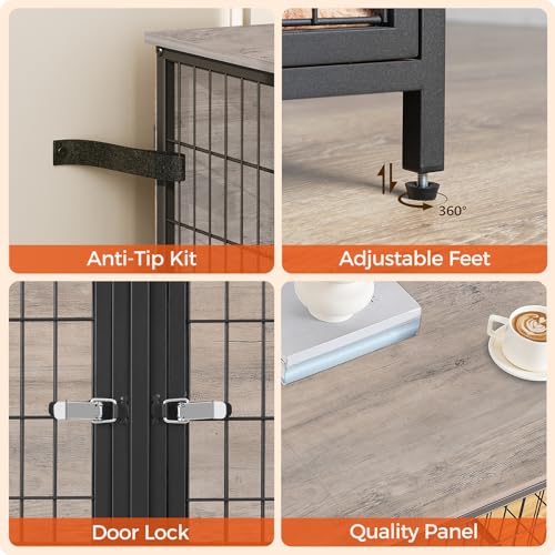 MAHANCRIS Animal Cage in 43.3"L x 21.7"W x 26.4"H, Greige