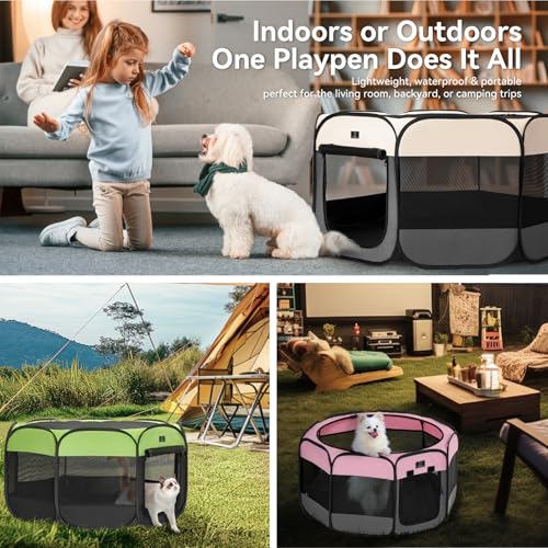 A 4 Pet Pet Playpen in S(29.92"x29.92"x16.5"), Green+Black