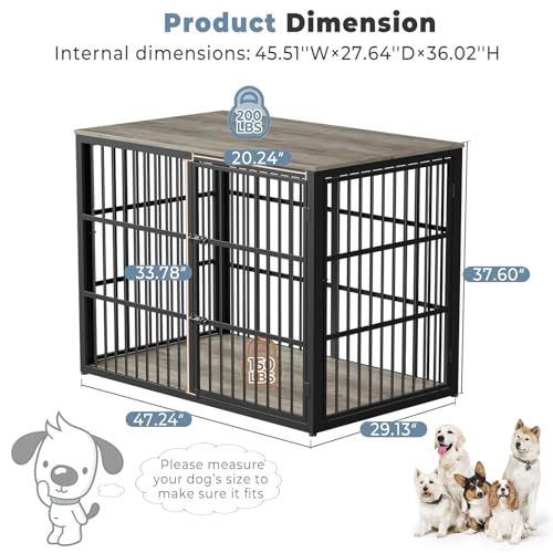 Lyromix Animal Cage in 47.2"L x 29.1"W x 37.6"H, Ancient gray