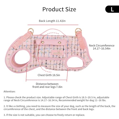 wakytu Animal Harness in Large(11-16 LBS), 2.0 Pink