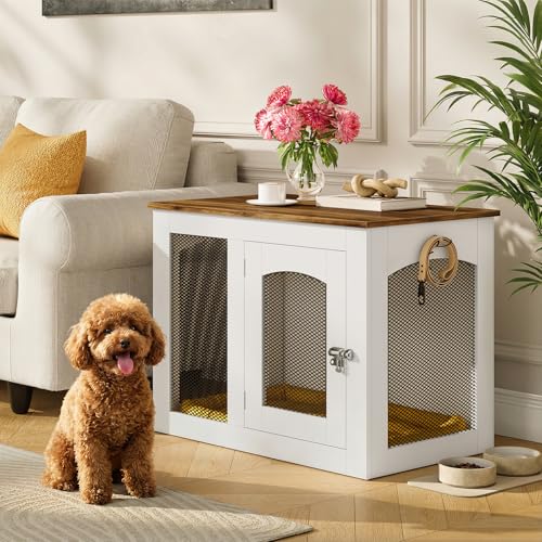 CHOEZON Animal Cage in 30.1"L x 19.7"W x 23.8"H, White and Walnut