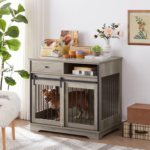 NicBex Animal Cage in 35.4"L x 23.6"W x 33.5"H, Grey