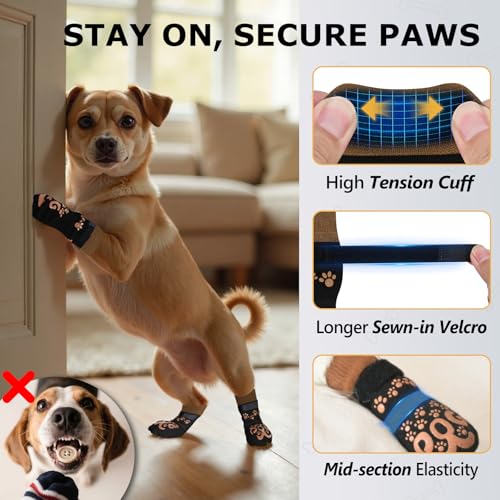 ROUWINNE Paw Hoof Protector in XS(Pack of 4), Black and Caramel
