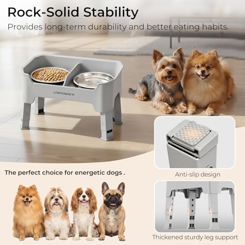 URPOWER Pet Feeder in Small, Light Grey