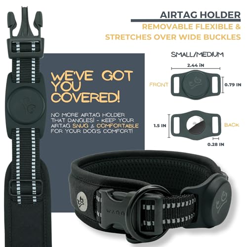 WaggyLife Animal Collar in S (13.8"-17.7"), Black