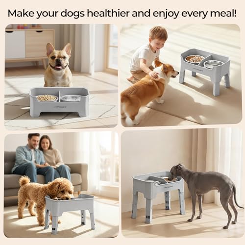 URPOWER Pet Feeder in Small, Light Grey