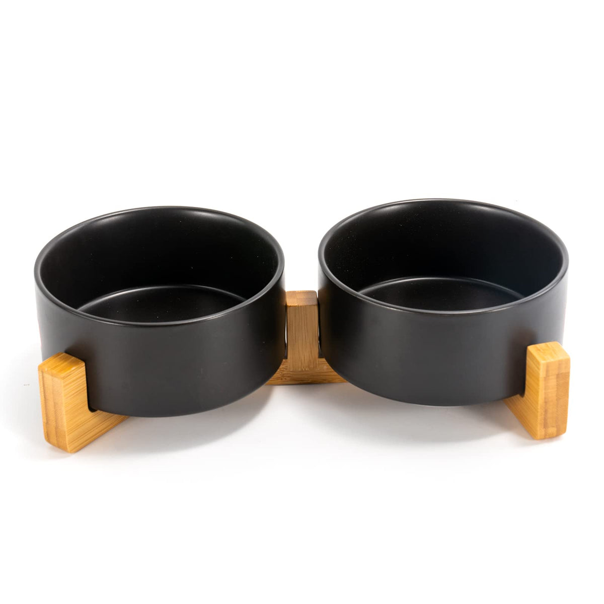 SPUNKYJUNKY Pet Feeder in 3.6 cups, Black × 2