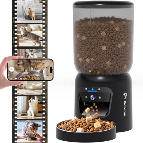 Centvicam Pet Feeder in 6L cat food storage container, Black