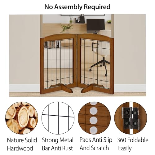 LZRS Temporary Gate in 30"Height-2 Panel, Oak Cherry
