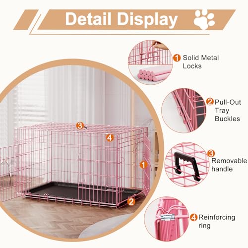 FDW Animal Cage in 42.0"L x 26.0"W x 28.0"H, Pink