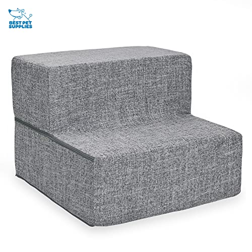 Best Pet Supplies Animal Stair in H: 12 Inches (Foldable), Ash Gray Linen