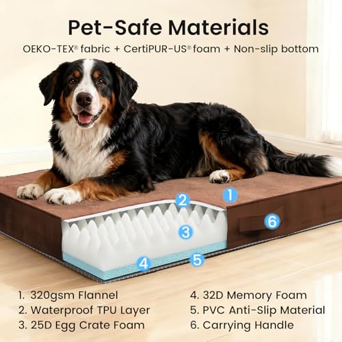 OhGeni Pet Bed Mat in 47" x 29" x 4" (For Crate), 04-Brown
