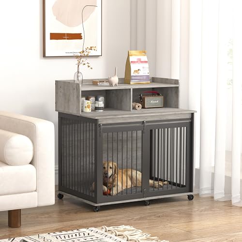NicBex Animal Cage in 43.7"L x 29.9"W x 42.2"H, Grey
