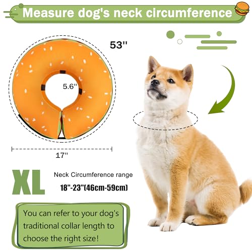 Cneo Animal Recovery Collar Cone in XL（neck 18"-23"）, Hamburger
