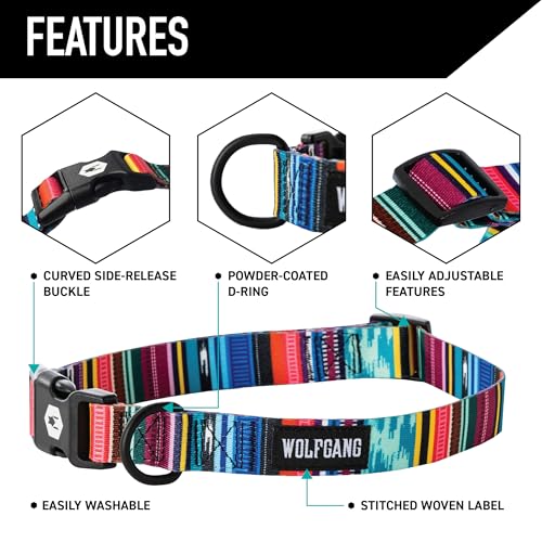 Wolfgang Man & Beast Animal Collar in Medium (1 Inch x 12-18 Inch), Quetzal Print