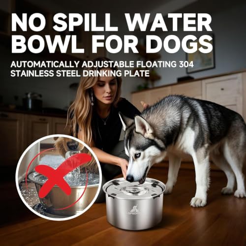 LQPBDFDC Animal Water Dispenser in 5.6L-Round, silver