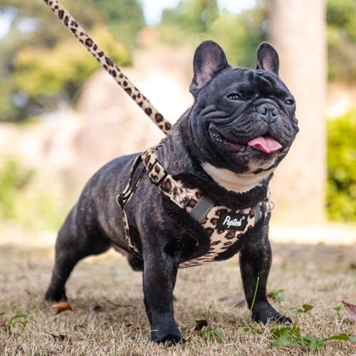 PUPTECK Animal Harness in M (17-25lbs, Chest 17"-21"), #3 Brown(Plush Leopard Print)