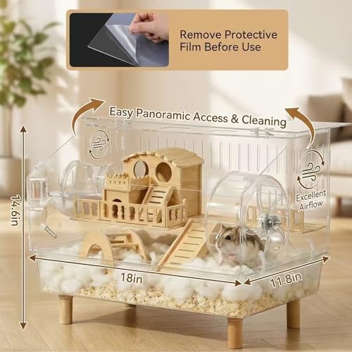 WflamaS Animal Cage in 18.0"L x 11.0"W x 14.6"H, Clear