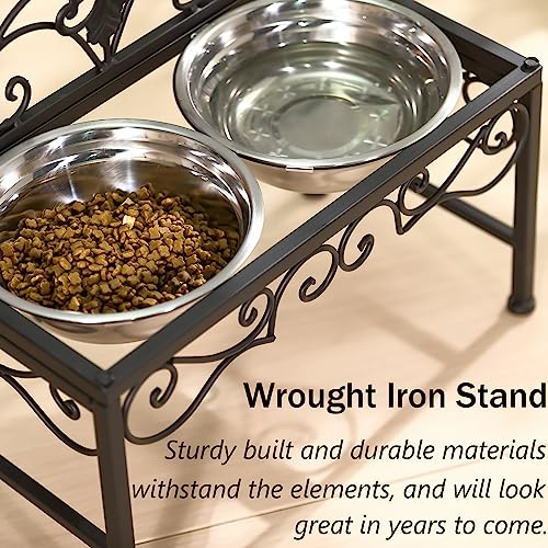 Aifeorzo Pet Feeder in 9" Height Matte Black, Matte Black