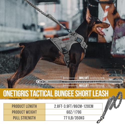ONETIGRIS Leash in 85cm-118cm/33.5in-46.5in, Grey