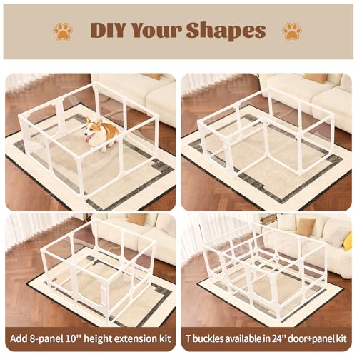 EVOTAILS Pet Playpen in 24"-1 Door+1 Panel, White