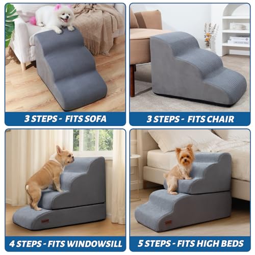 aodisman Animal Stair in Split Design 5-Step 22.8"H, Grey
