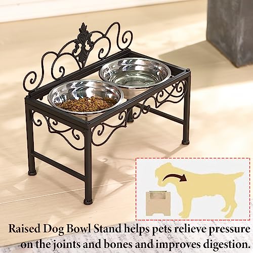 Aifeorzo Pet Feeder in 9" Height Matte Black, Matte Black
