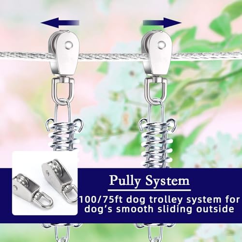 Snagle Paw Leash in 100ft run cable+10ft tie out cable, Silver for 250lbs dogs