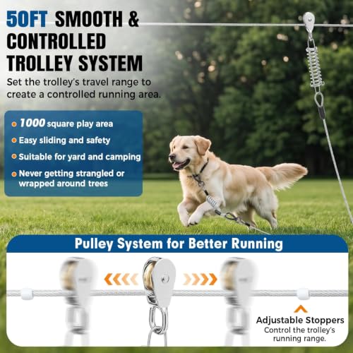 Duckygoo Leash in 50FT+10FT,250LBS, Silver