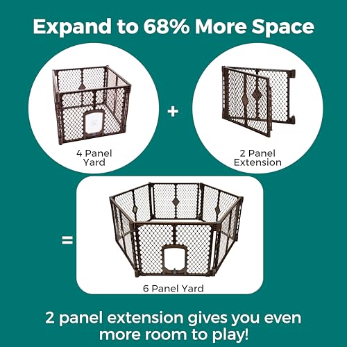 MYPET Pet Playpen in 2-Panel Extension, Espresso