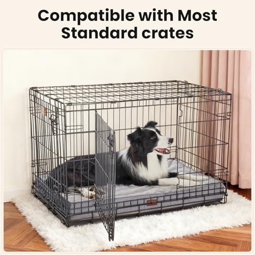 OhGeni Pet Bed Mat in 35" x 22" x 3.5" (For Crate), 01-Gray