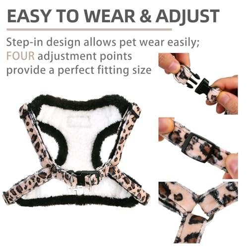 PUPTECK Animal Harness in M (17-25lbs, Chest 17"-21"), #3 Brown(Plush Leopard Print)
