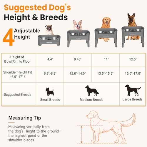 URPOWER Pet Feeder in Large, Grey