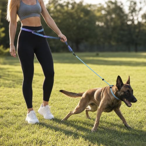 kazazoo Leash in Adjustable, 5.5ft to 8.5ft, Blue Leopard