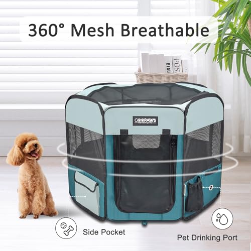JESPET Pet Playpen in 45x45x24 Inch (Pack of 1), Teal Blue