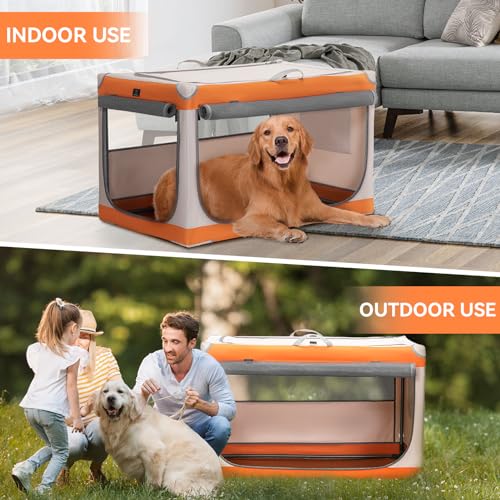 A 4 Pet Animal Cage in 36.0"L x 24.0"W x 23.0"H, Orange+Beige
