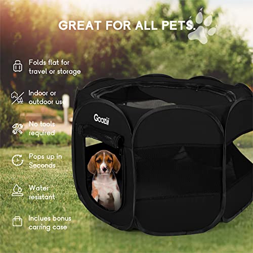 Goozii Pet Playpen in S [29" x 29" x 17"], Black