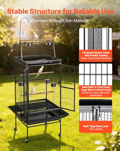 VEVOR Animal Cage in 32.7"L x 31.1"W x 82.7"H, Black