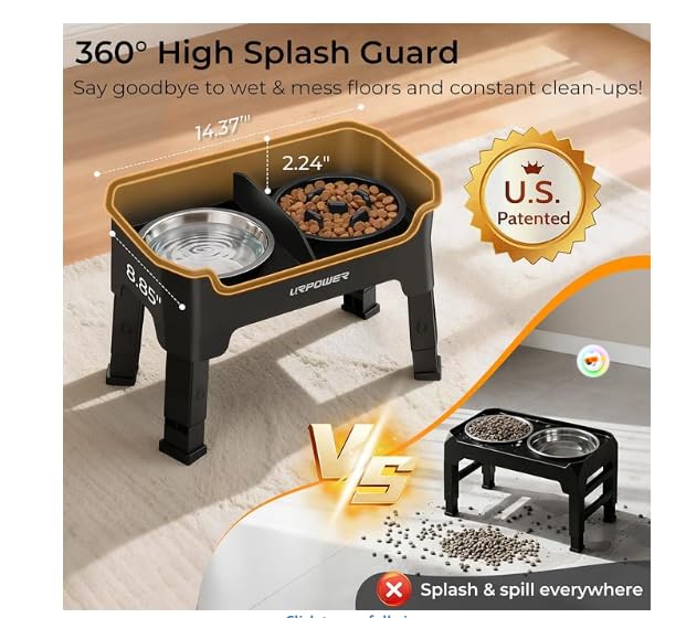 URPOWER Pet Feeder in Small, Black