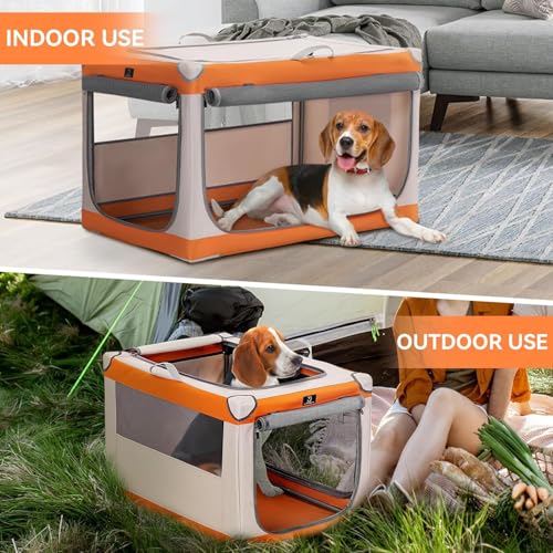 A 4 Pet Animal Cage in 30.0"L x 20.0"W x 19.0"H, Orange+Beige
