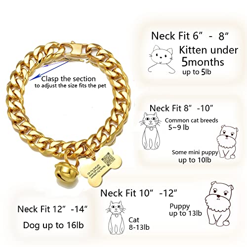 Abaxaca Animal Collar in Kitten Neck 6"-8", Yellow,Blue,Golden,Gray,Gold,White