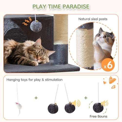 Taoqimiao Pet Activity Structure in 79 inch, Smoky Gray
