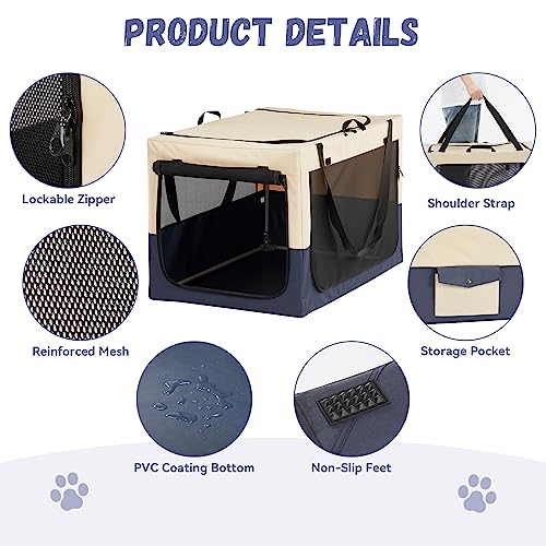 A 4 Pet Animal Cage in 30.0"L x 20.0"W x 19.0"H, Blue+Beige