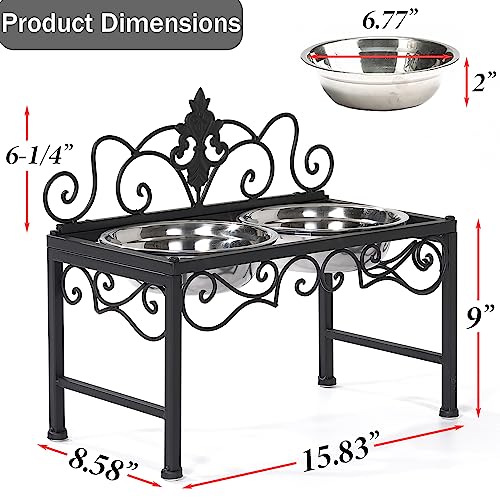 Aifeorzo Pet Feeder in 9" Height Matte Black, Matte Black