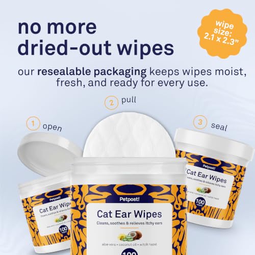Petpost Pet Supplies in Pack of 1, Cat Ear Wipes